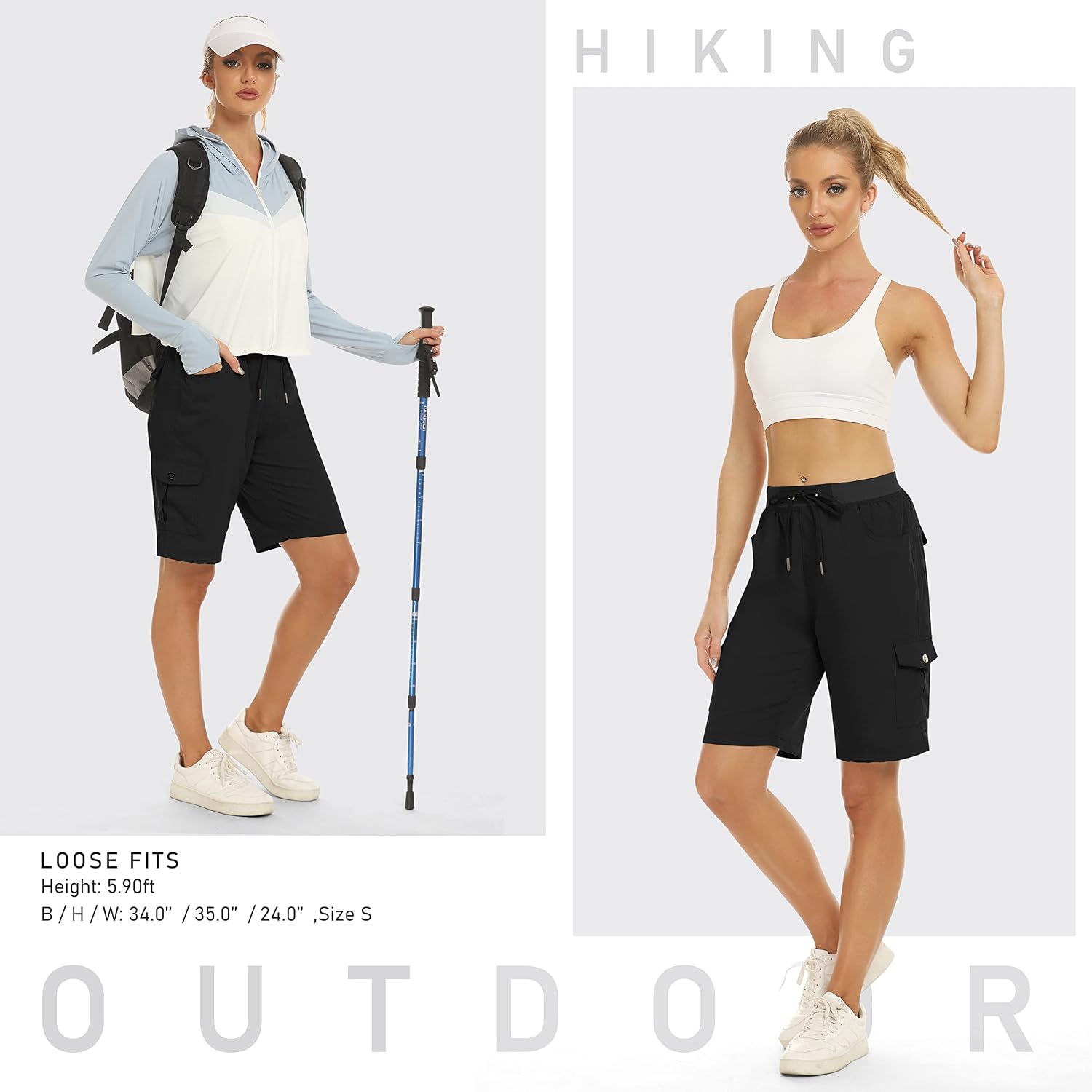 Thumbnail 5 de MoFiz Women's Hiking Cargo Shorts – Quick Dry, 6 Pockets, Lightweight Outdoor Shorts