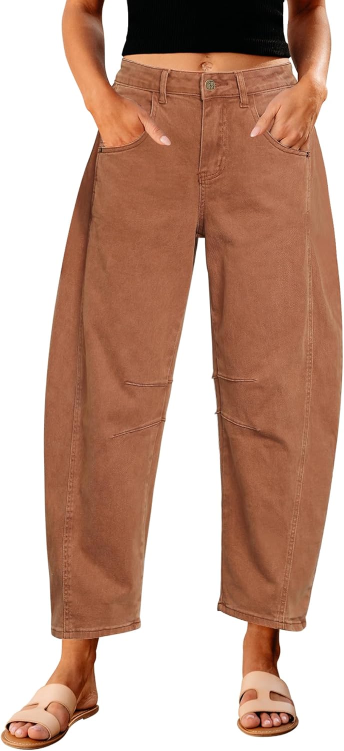 Detalle de GRAPENT Barrel Jeans for Women: High-Waisted Wide-Leg Denim Trousers