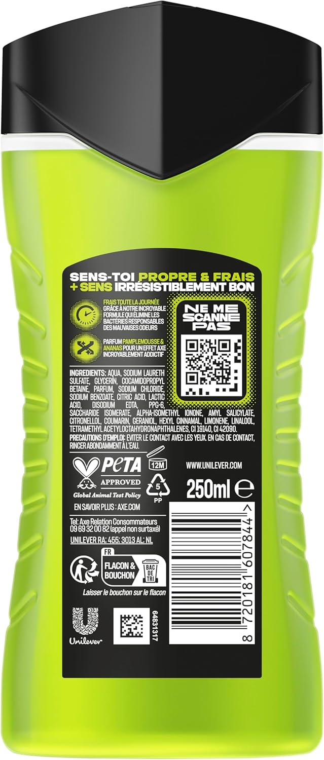 Thumbnail 2 de AXE Epic Fresh – Gel douche homme 5-en-1 87% d’ingrédients d’origine naturelle, parfum ananas & pamplemousse (lot 12x250 ml)