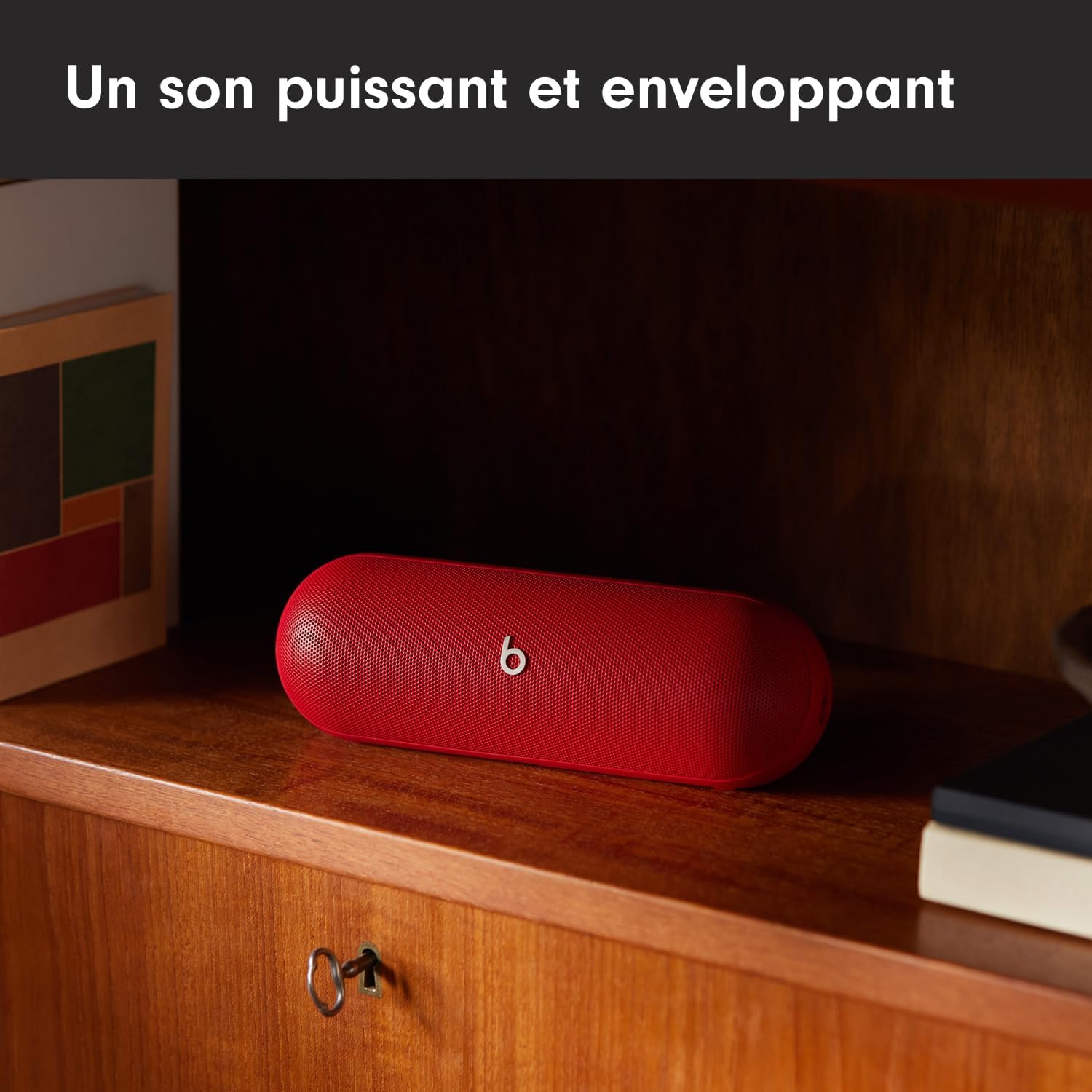 Detalle de Beats Pill – Enceinte Bluetooth sans Fil avec Recharge USB-C, IP67 et 24 h d’autonomie en rouge flamboyant