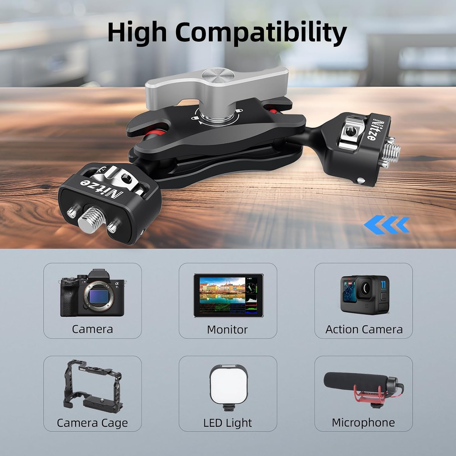 Detalle 2 de Nitze Camera Magic Arm with Double Ballheads (N50-G1) – 1/4" to 1/4", Aluminium Alloy