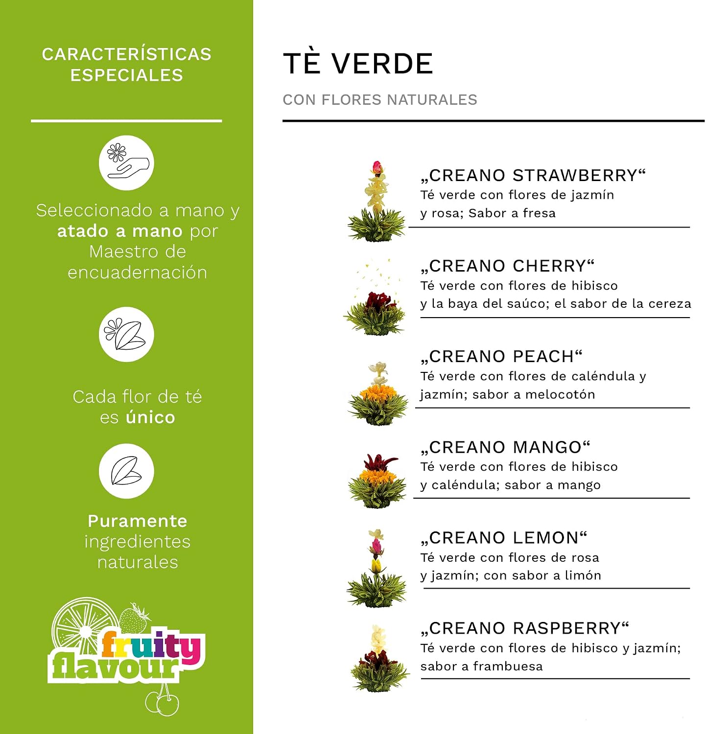 Detalle de Creano ErblühTee Set de Flores y Té Verde 💖