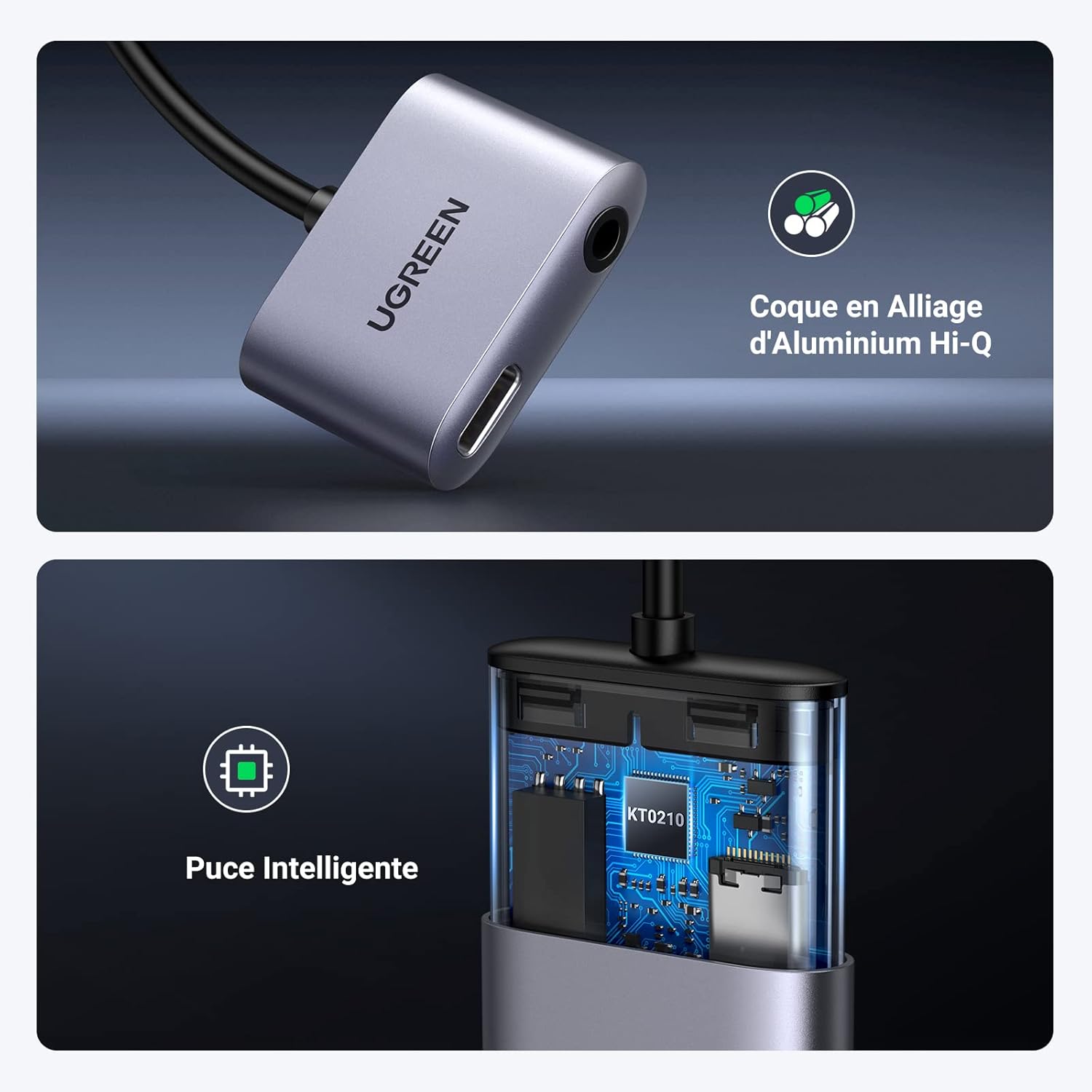 Detalle 2 de UGREEN adaptateur USB C jack 3,5 mm 60W