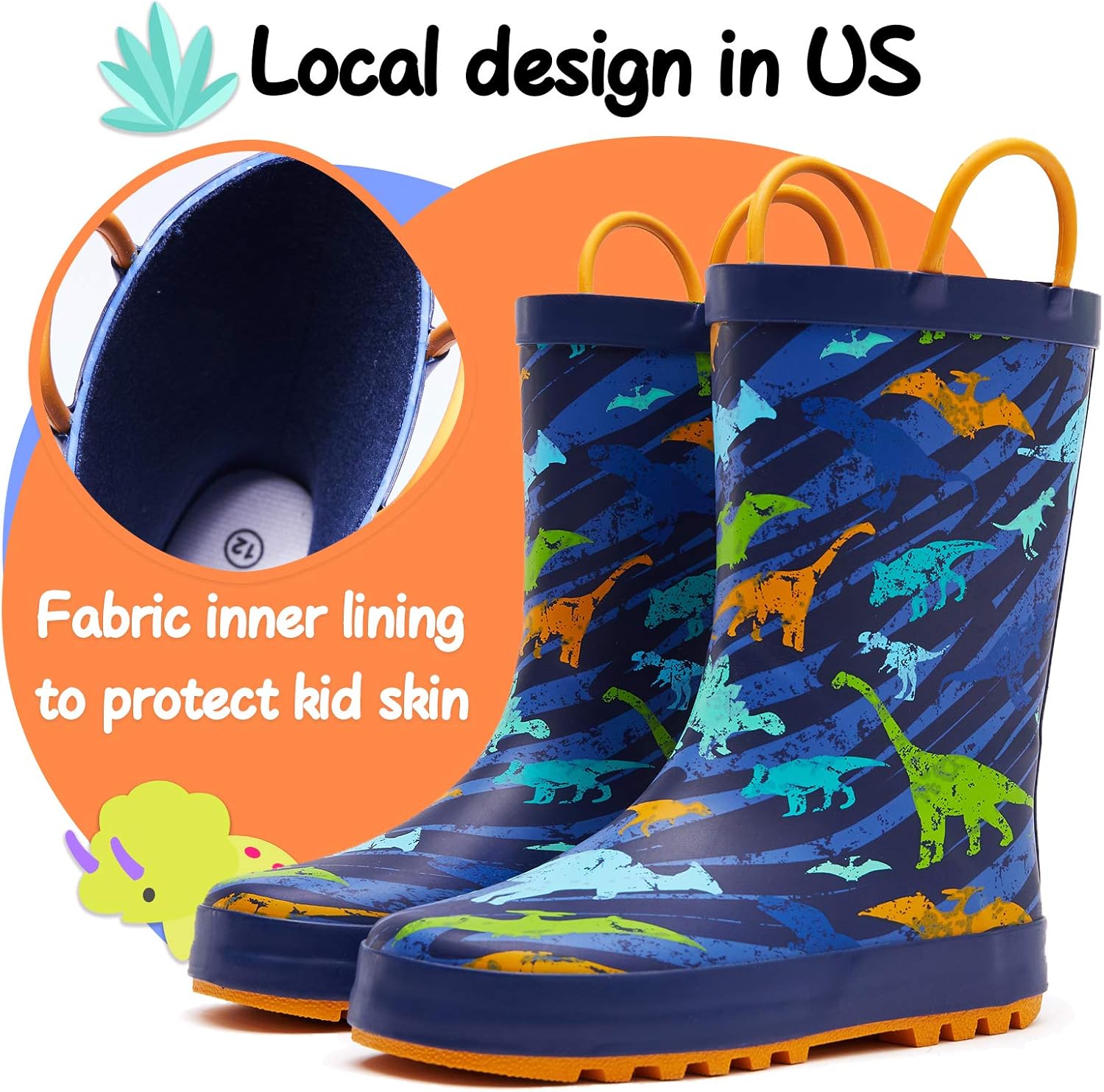 Thumbnail 1 de K KomForme Kids Waterproof Printed Rain Boots with Handles