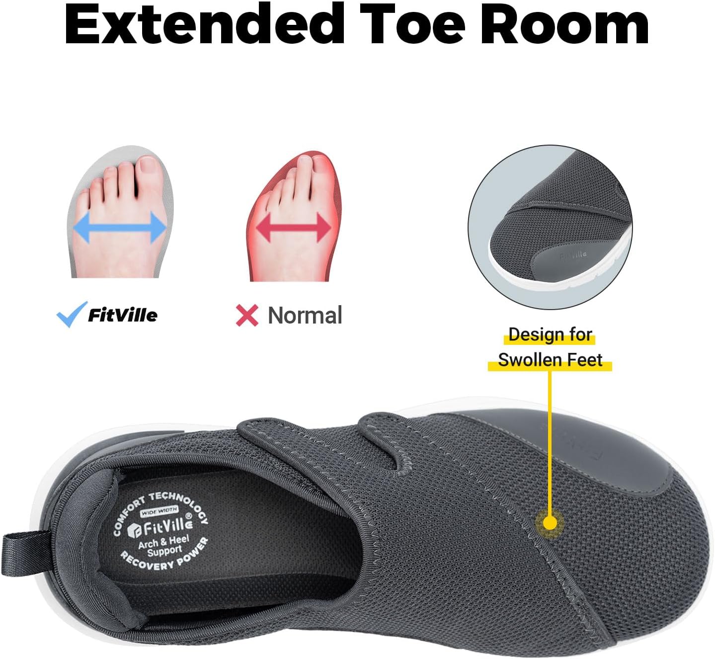 Thumbnail 1 de FitVille Scarpe Diabetici da Uomo Extra Large: comfort e supporto per piedi gonfi e neuropatia