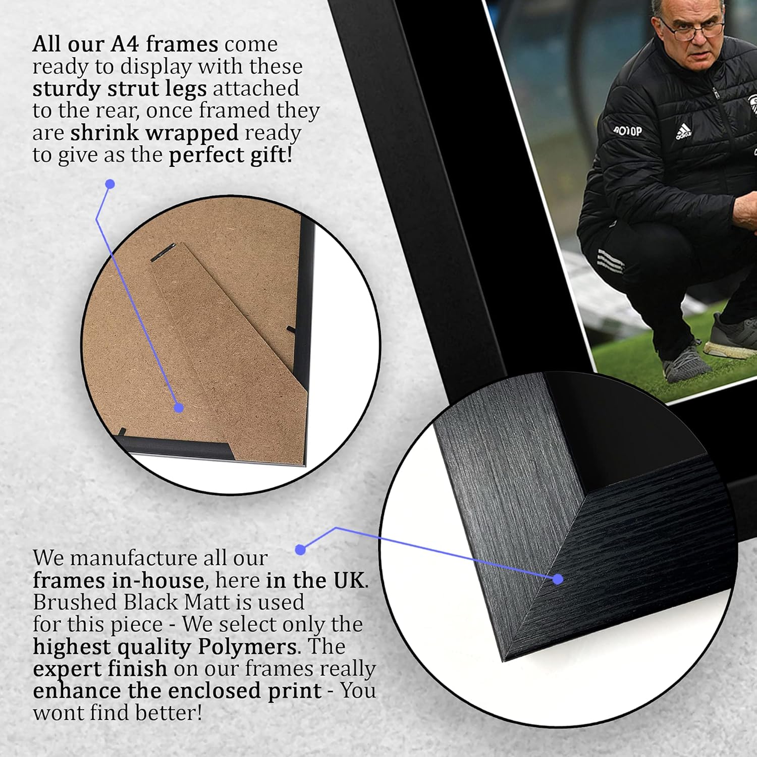 Thumbnail 6 de HWC Trading FR A4 Marcelo Bielsa Leeds United framed signed autograph picture (A4)