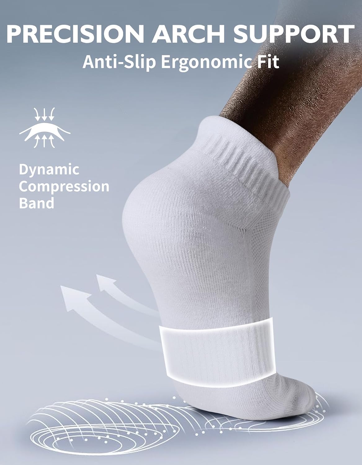 Detalle 2 de CLOSEMATE 7 Pairs Ankle Trainer Cushioned Sports Socks (Non-slip, Breathable) for Men & Women