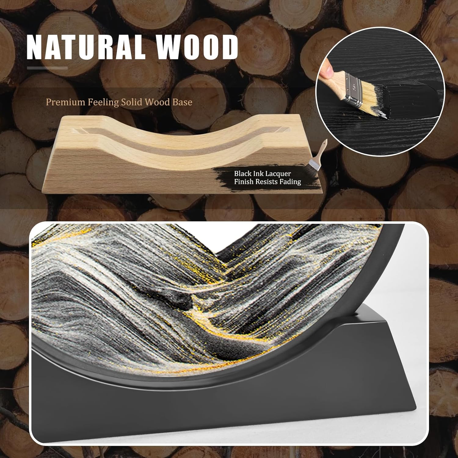 Thumbnail 1 de Wai Danie Pittura di Sabbia: Quadro Sabbia Dinamico 3D, 7" o 12" in Vetro con Base in Legno