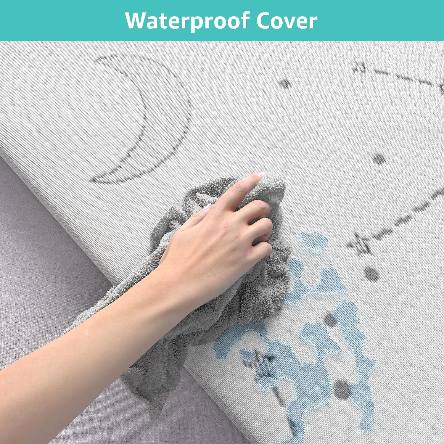 Detalle 2 de YENING Firm Foam Pack and Play Mattress Topper (38"x26"x1") with Washable Cover