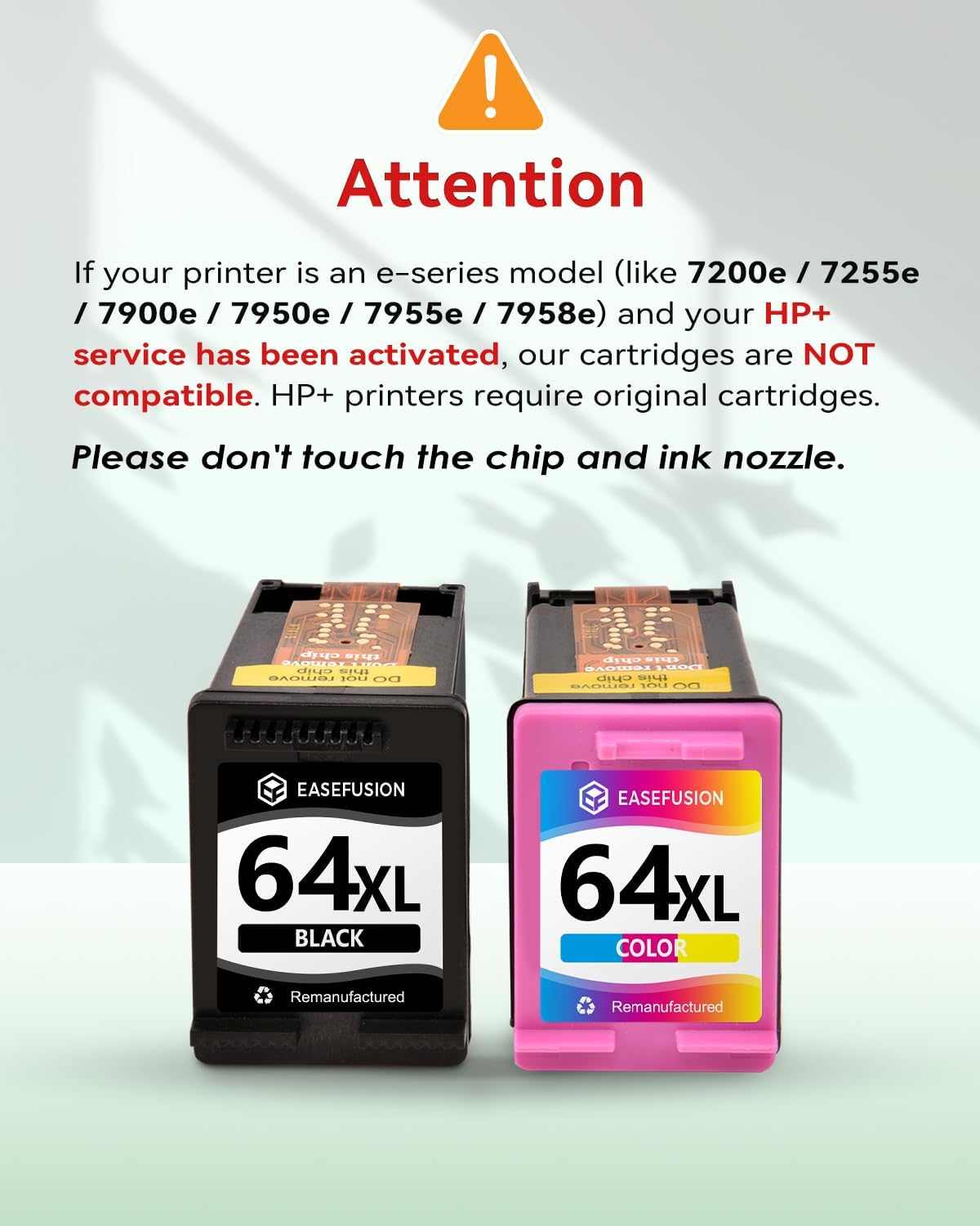 Detalle de EaseFusion 64XL Remanufactured Black and Tri-Color Ink Cartridge 2-Pack