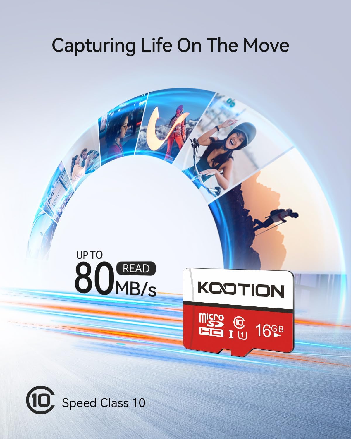Detalle de KOOTION 3-Pack 16GB microSDXC Class 10 UHS-I (U1) memory cards with SD adapter – for dash cams, phones and more