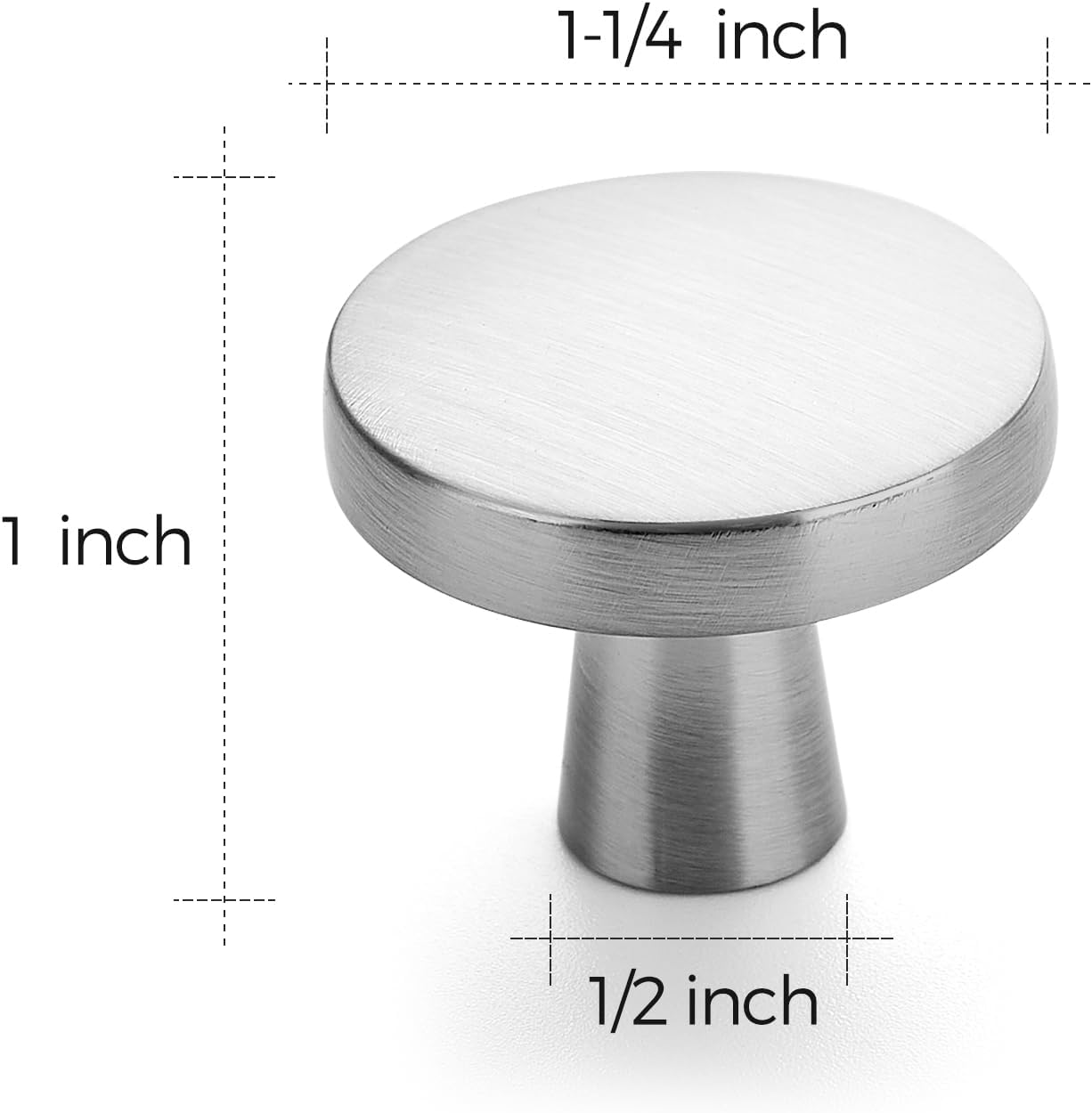 Detalle de Ravinte 1-1/4-Inch Brushed Nickel Cabinet Knobs, Zinc Alloy, 10 Pack
