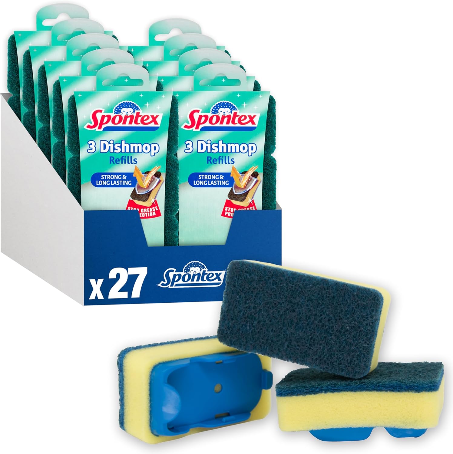 Spontex Dishmop Refills: Strong Replacement Sponge Heads (27 Count)