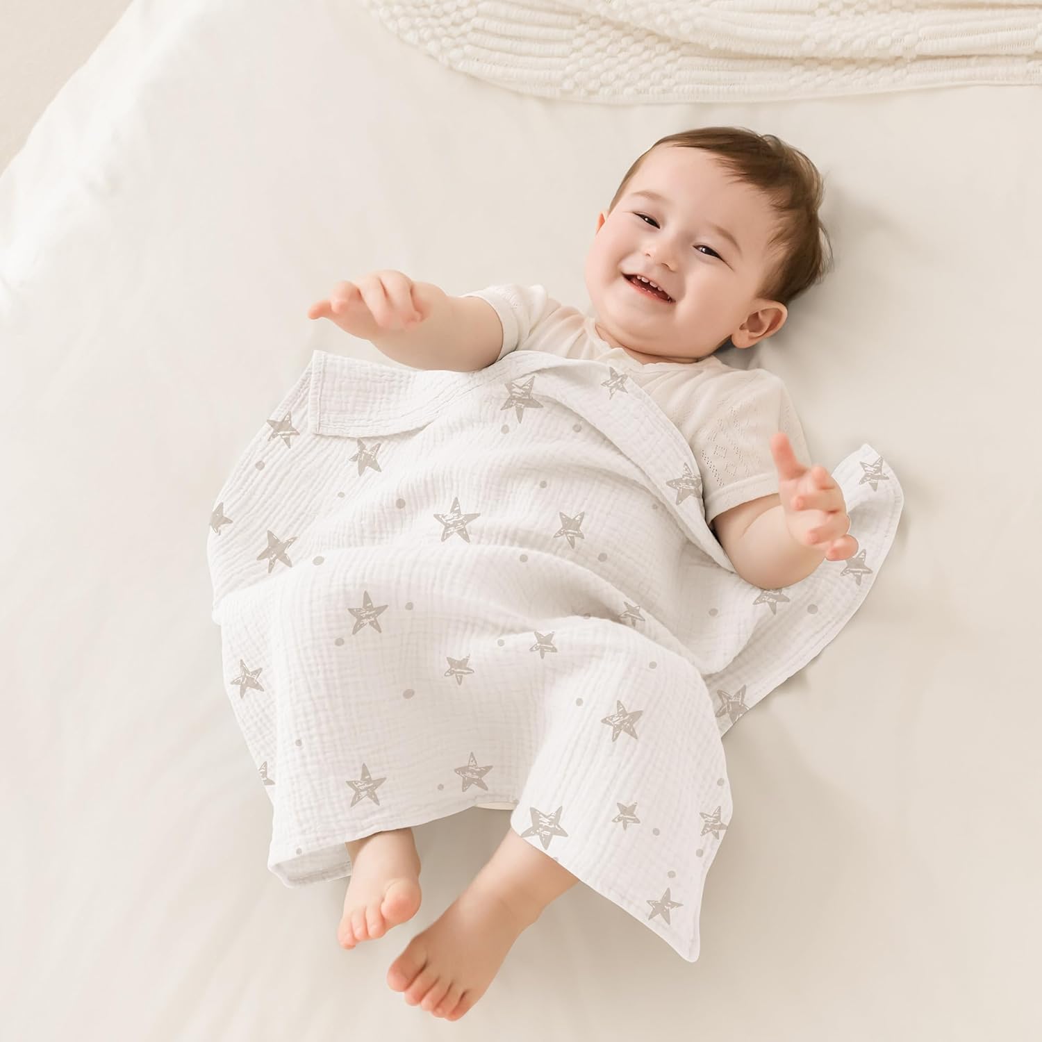 Thumbnail 3 de Susurration Mulltücher Baby Spucktücher 8er-Pack aus 100% Baumwolle (60×60 cm), Musselin weiß-apricot