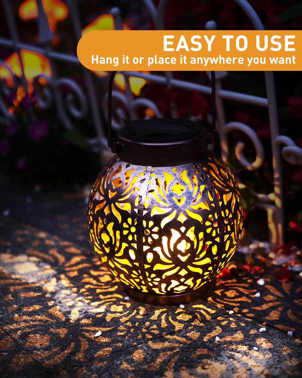 Detalle 2 de MOXTOYU solar lanterns 2-pack — decorative outdoor yard lights for Mum (IP44, auto on/off)