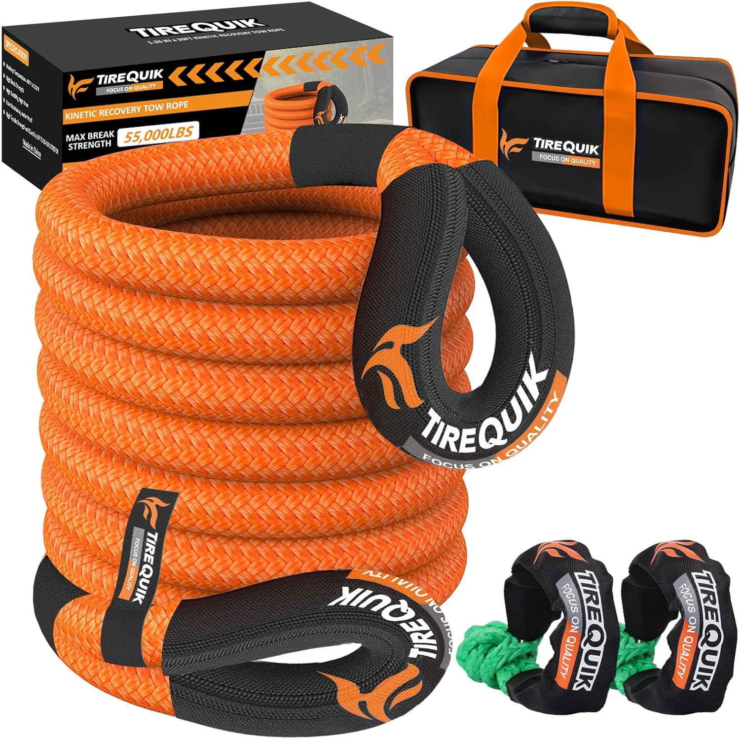 Thumbnail 6 de Kinetic Recovery Rope (1" x 30ft, 48,500 lbs) with 2 Soft Shackles — Offroad Tow Kit for Trucks, SUVs, UTVs, ATVs, and Tractors