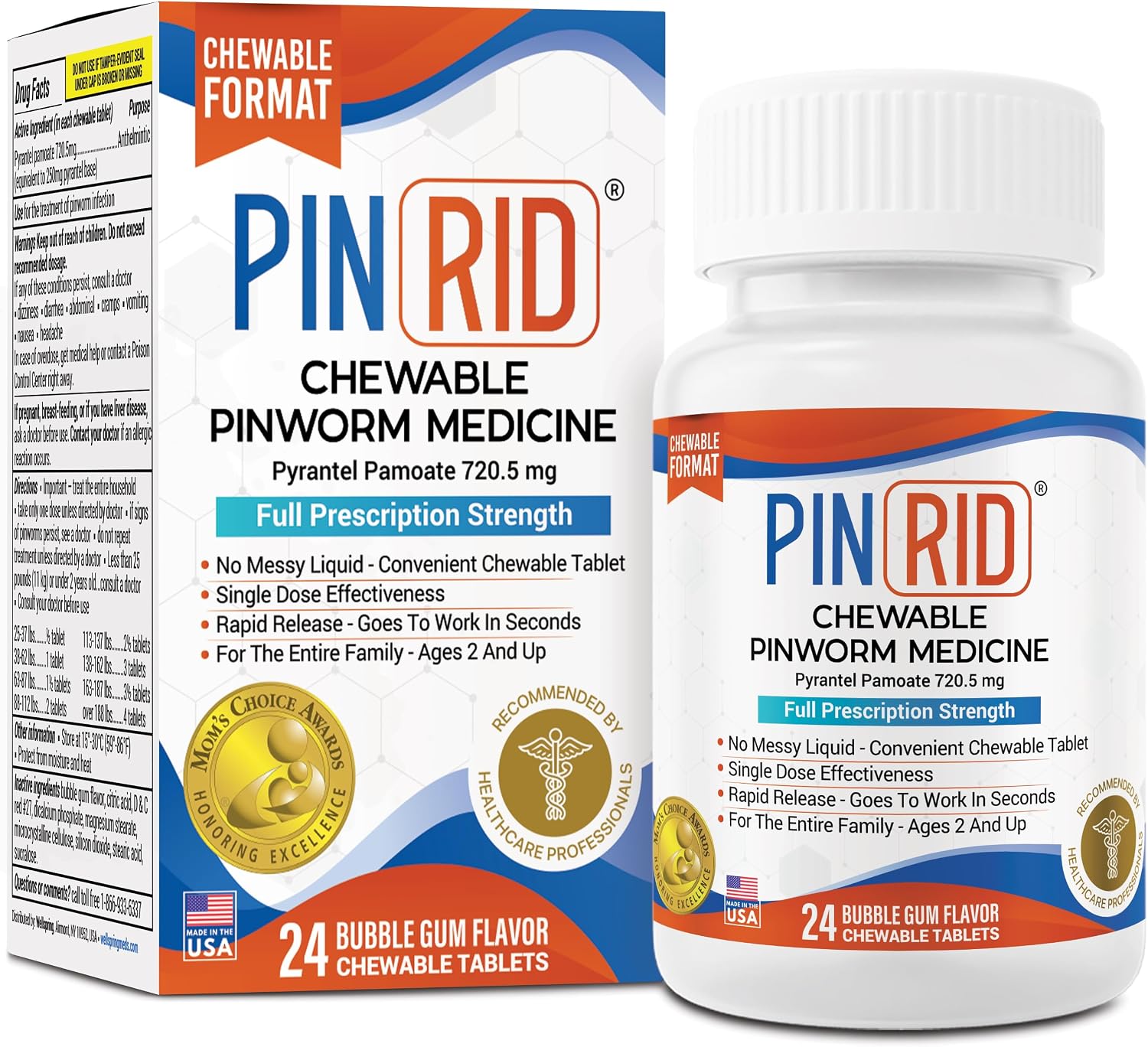 Detalle de PIN RID Pyrantel Pamoate 250 mg Chewable Pinworm Medicine, 24 Count