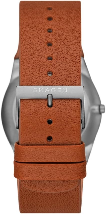 Detalle de Skagen Melbye Titanium: Herrenuhr mit Titan-Gehäuse, Quarz-Dreizeiger, wahlweise Leder- oder Edelstahlarmband