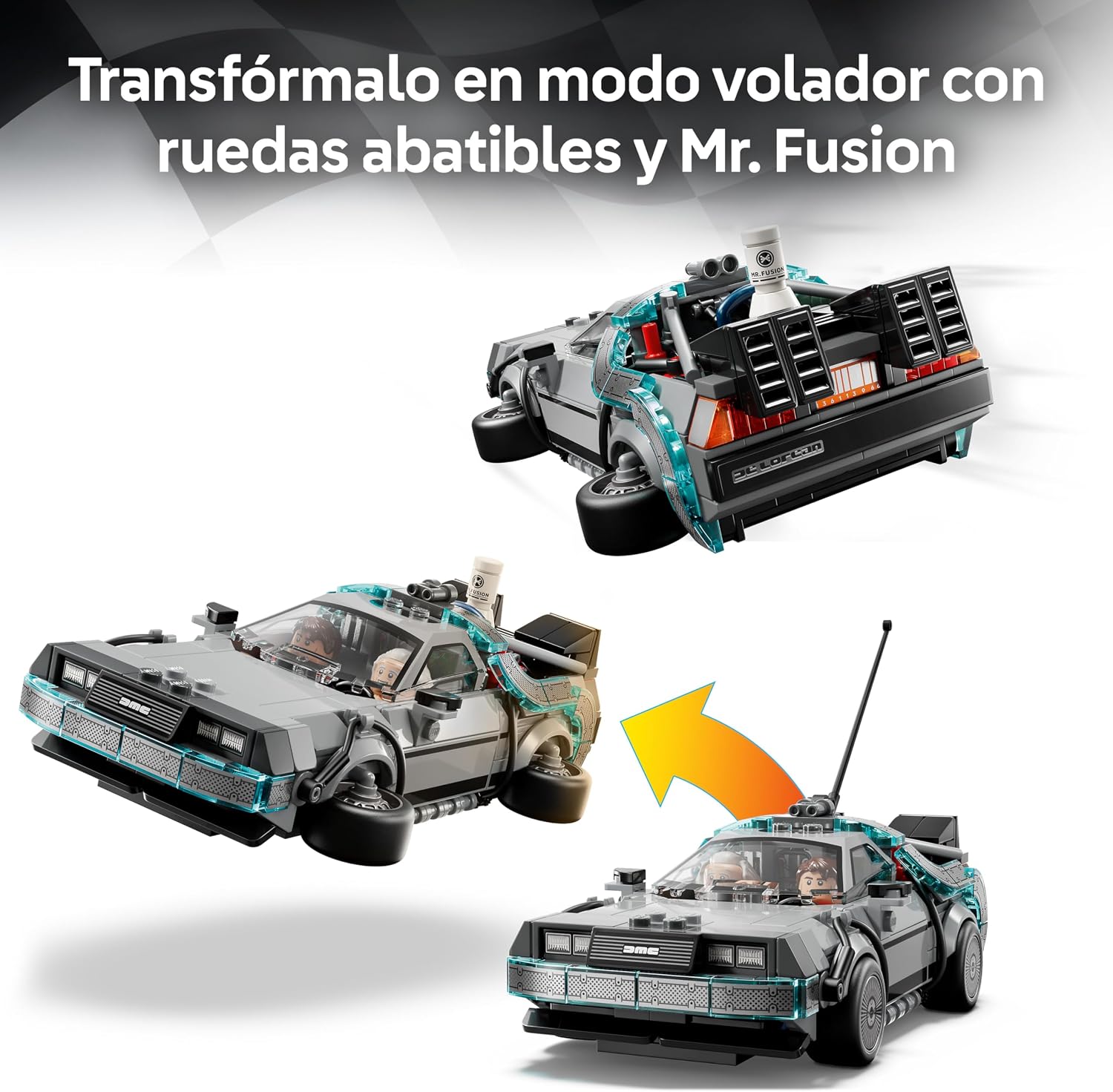 Detalle 2 de LEGO Speed Champions Máquina del Tiempo de Regreso al Futuro (77256) – Maqueta de Coche con Doc Brown y Marty McFly