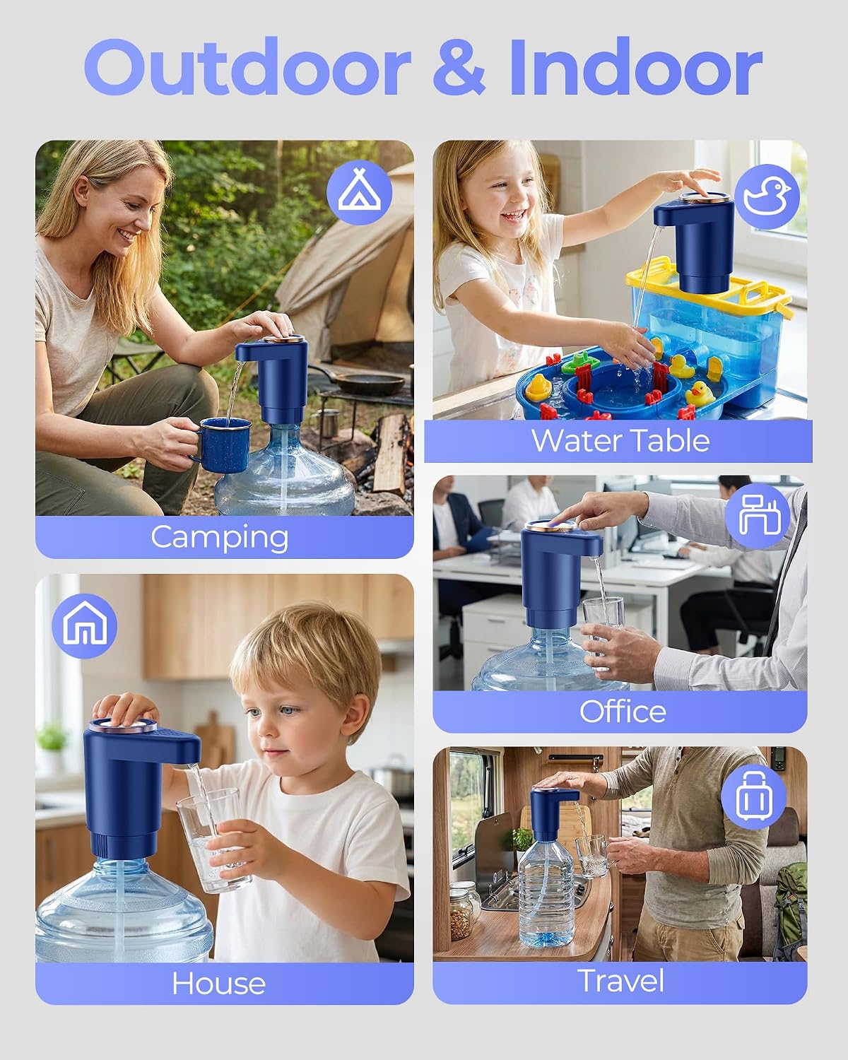 Detalle 2 de Cozycharm Z05 Electric Water Jug Pump, USB-C, Dual Motors, 2-5 Gallon Fit