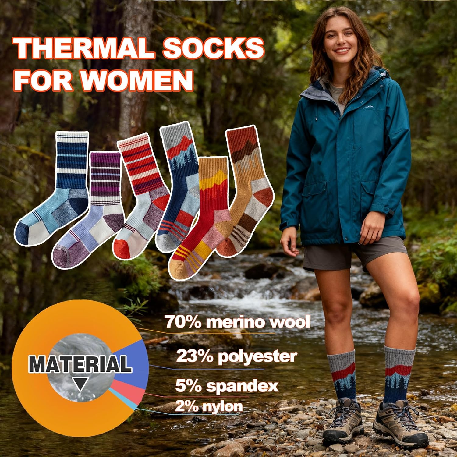 Thumbnail 6 de BONANGEL Merino Wandersocken Damen – Thermo-Trekking-Socken 3er Pack