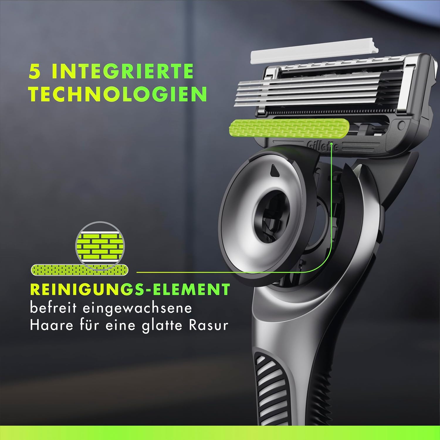 Detalle de Gillette Labs Rasierer mit Reinigungs‑Element, 5 Klingen 🪒