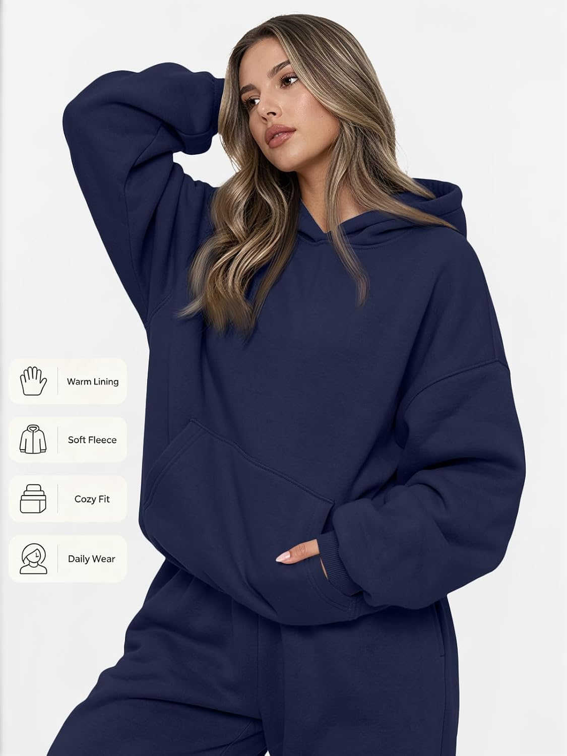 Detalle de AUTOMET Womens 2 Piece Lounge Hoodie Sweatsuit Set (Plus Size)