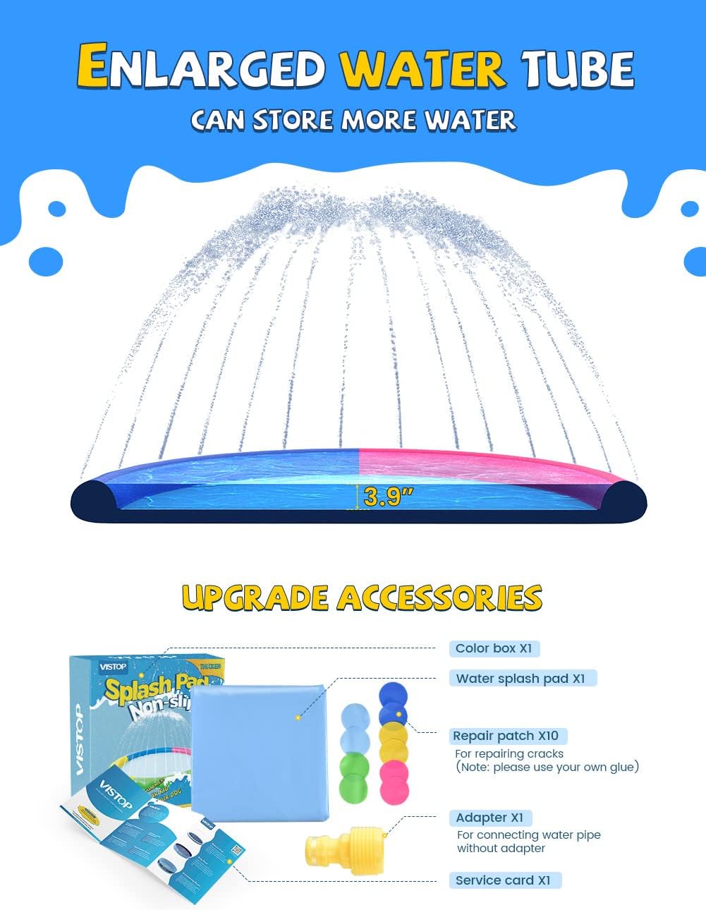 Thumbnail 5 de VISTOP Non-Slip Splash Pad for Kids and Dog (67 inch) — Thicken Non-Slip Outdoor Sprinkler Pool Play Mat