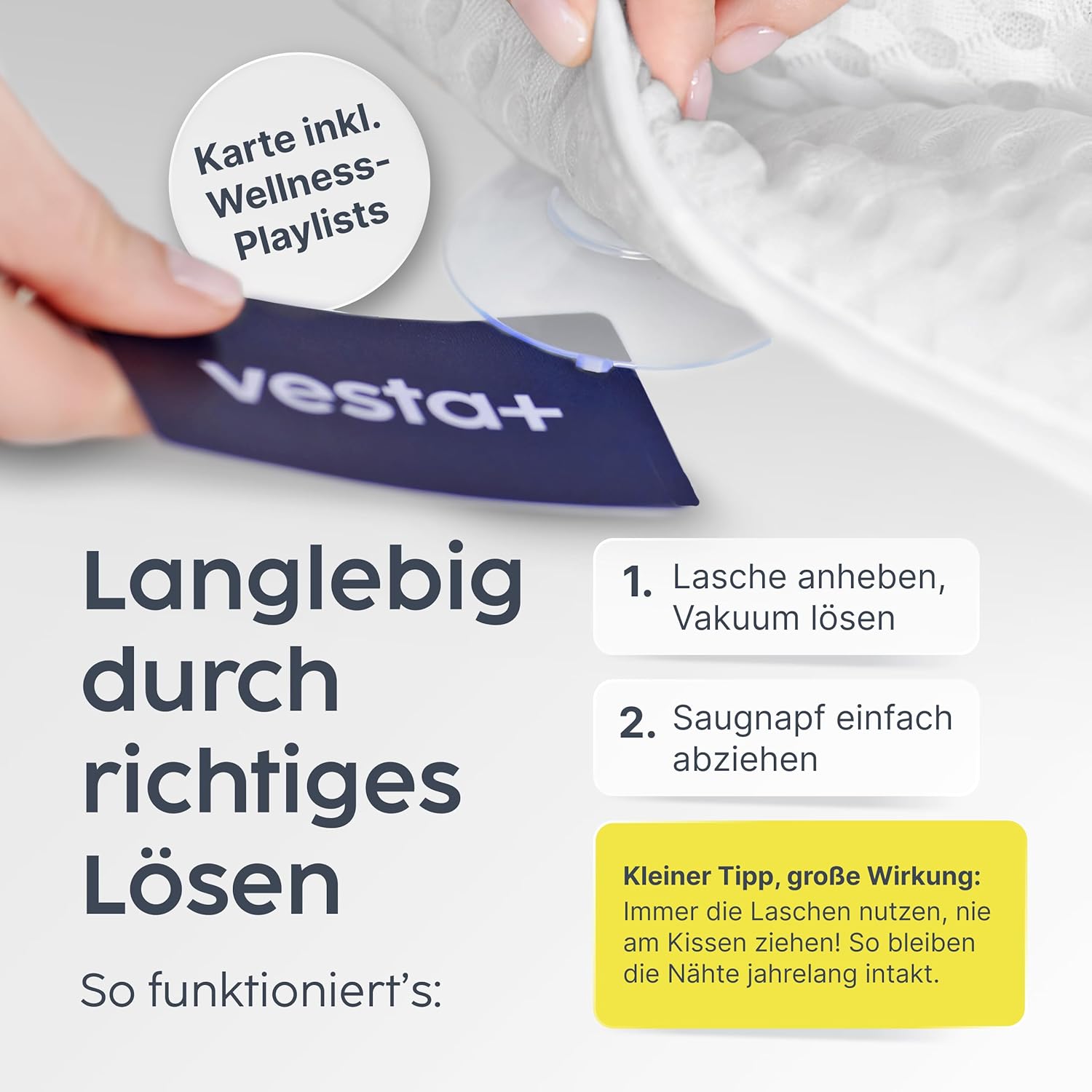 Thumbnail 4 de Vesta+ Badewannenkissen Weiß L mit Saugnäpfen – Nackenstütze & Badekissen für Badewanne