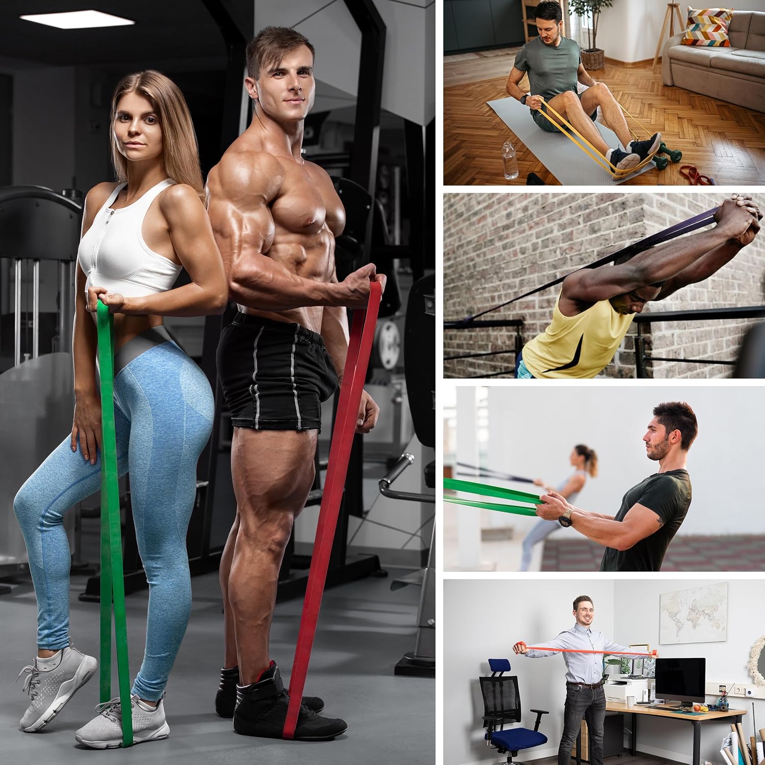 Detalle de Widerstandsbänder Set mit Türanker & Handgriffen – Trainings-Gummibänder für Kraftaufbau, Stretch & Klimmzug