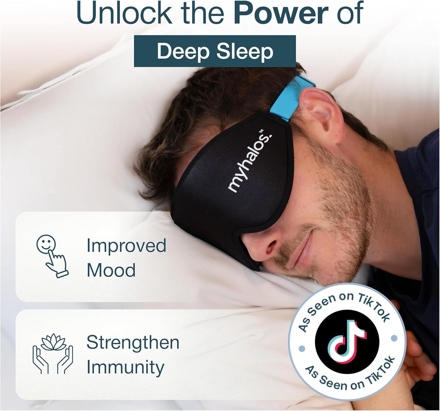 Detalle de MyHalos Sleep Mask: 3D Blackout Eye Mask for Deep Sleep