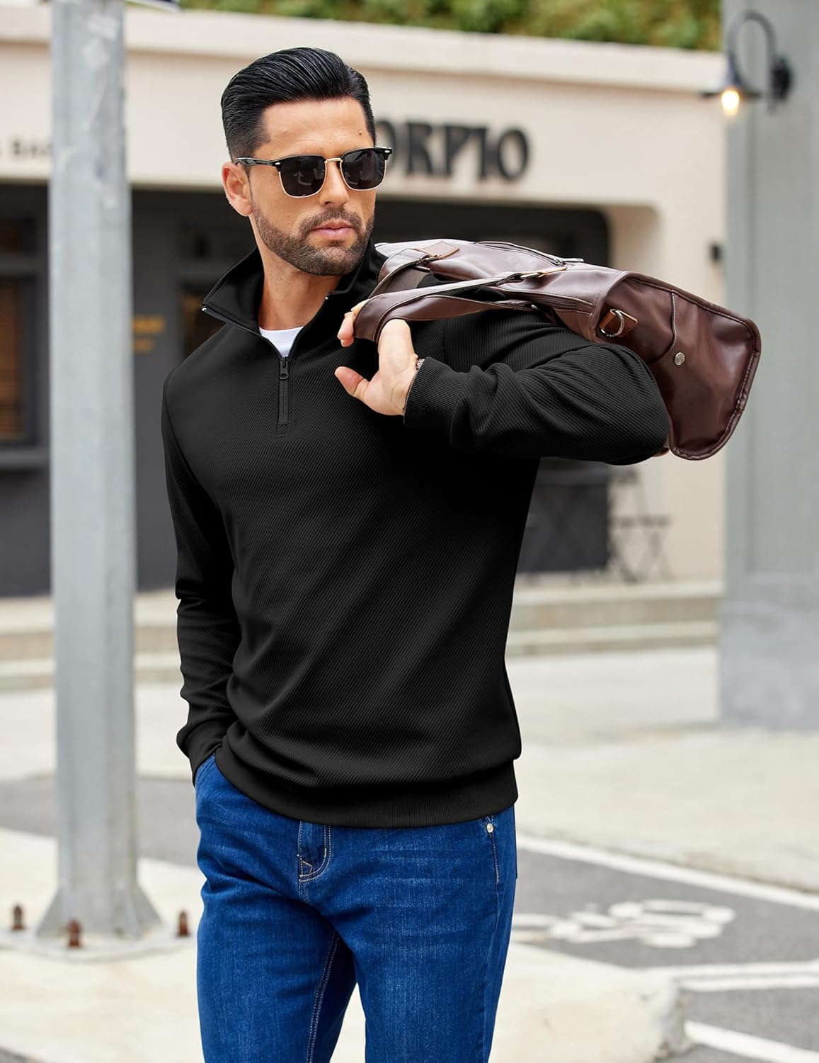 Thumbnail 1 de COOFANDY Mens Quarter Zip Pullover