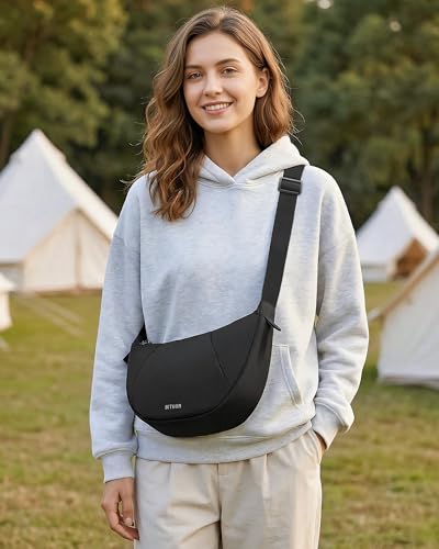 Thumbnail 1 de BITUOR Crescent Crossbody Bag, 8.3L Recycled Nylon Anti-Theft Shoulder Bag