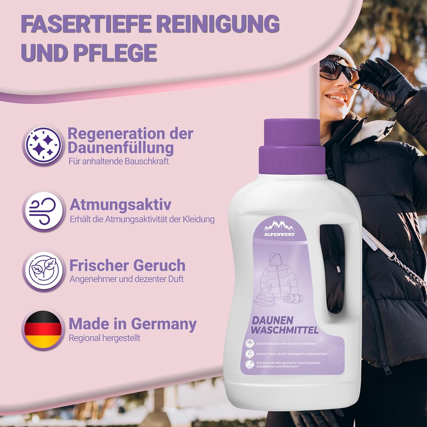 Thumbnail 1 de ALPENWERT Daunenwaschmittel 1L – Spezialwaschmittel für Daunenjacken, Bettdecken, Schlafsäcke & Kissen