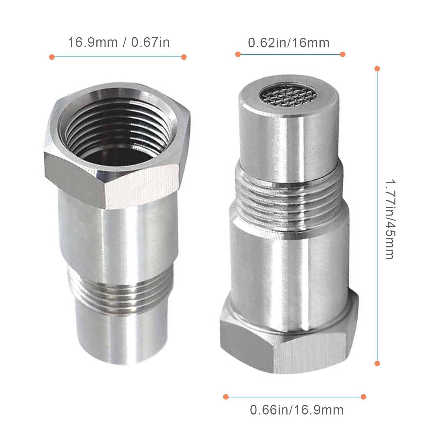 Detalle 2 de RUIZHI Lambdasonde Adapter M18*1,5 (2er-Set) – Lambda Eliminator für O2-Sensor mit 45 mm Abstand