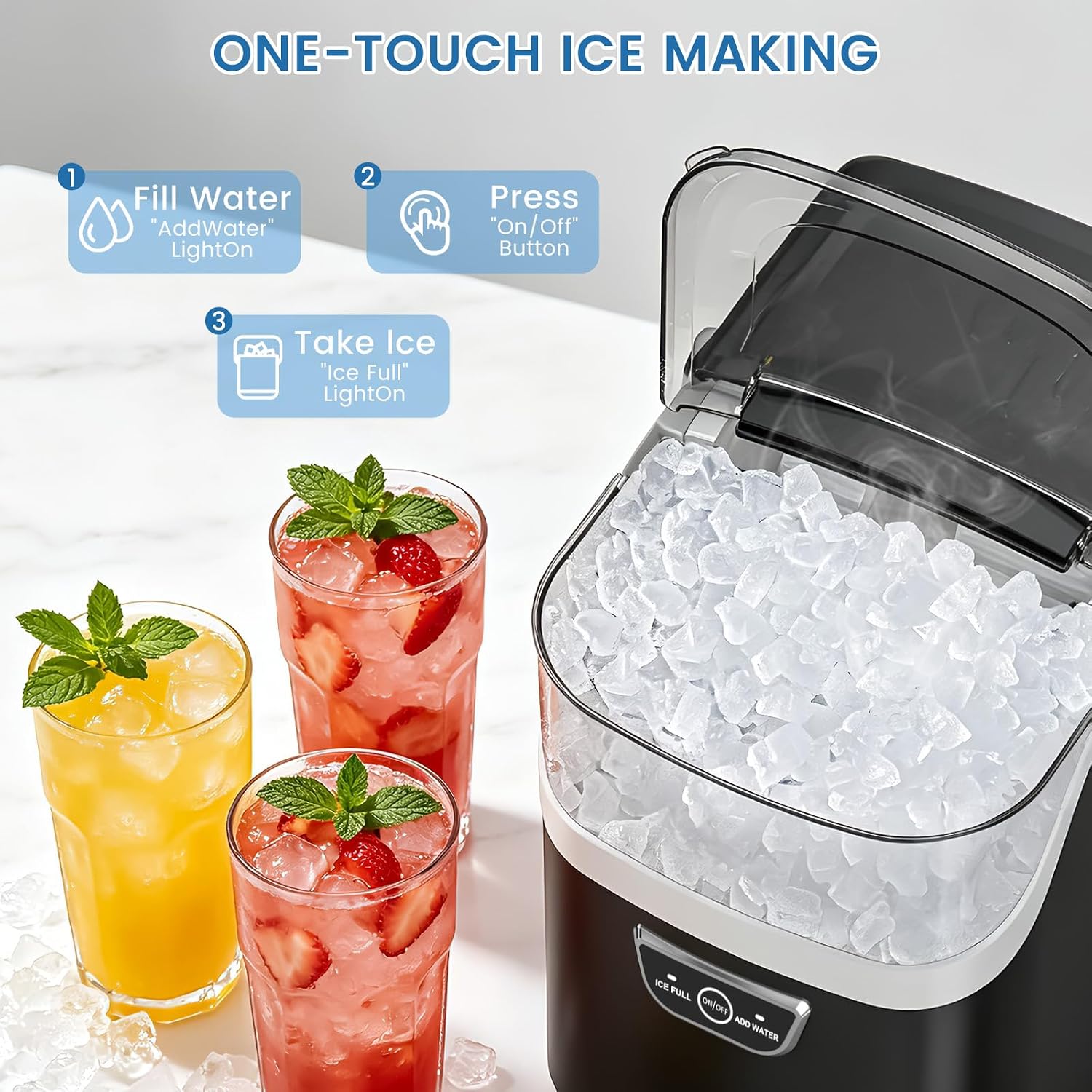 Thumbnail 1 de Electactic HZ-N002 Nugget Ice Maker, 34 lb Daily Output, Black, Auto-Cleaning