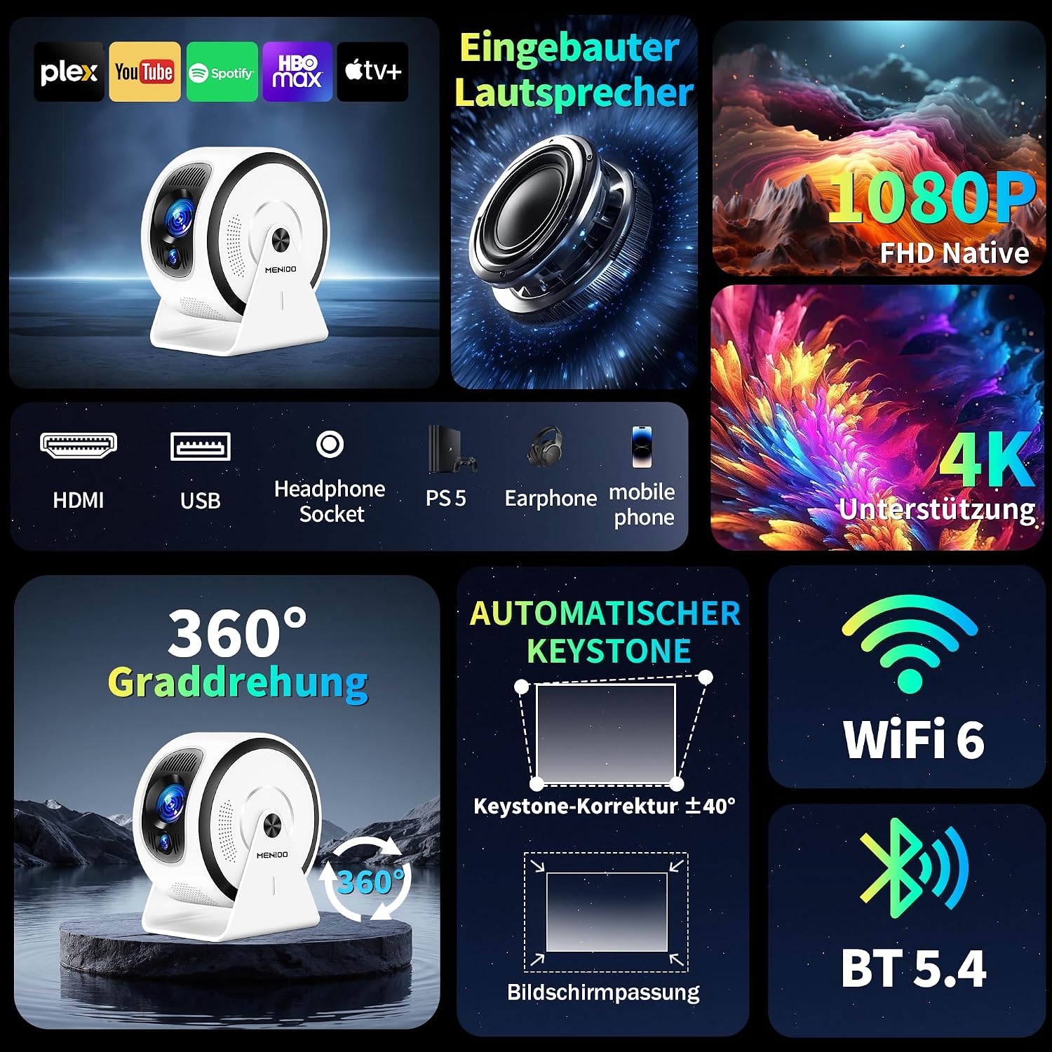Thumbnail 1 de Mini Smart-Projektor mit 1080P und WiFi 6