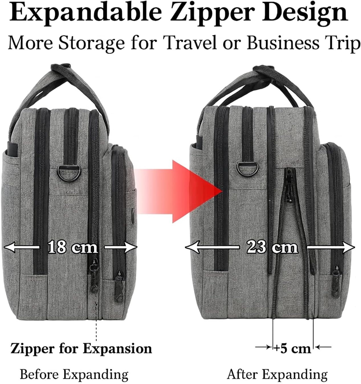 Detalle de Mancro 17 Inch Laptop Messenger Shoulder Bag – Expandable, Waterproof & Multi-Compartment
