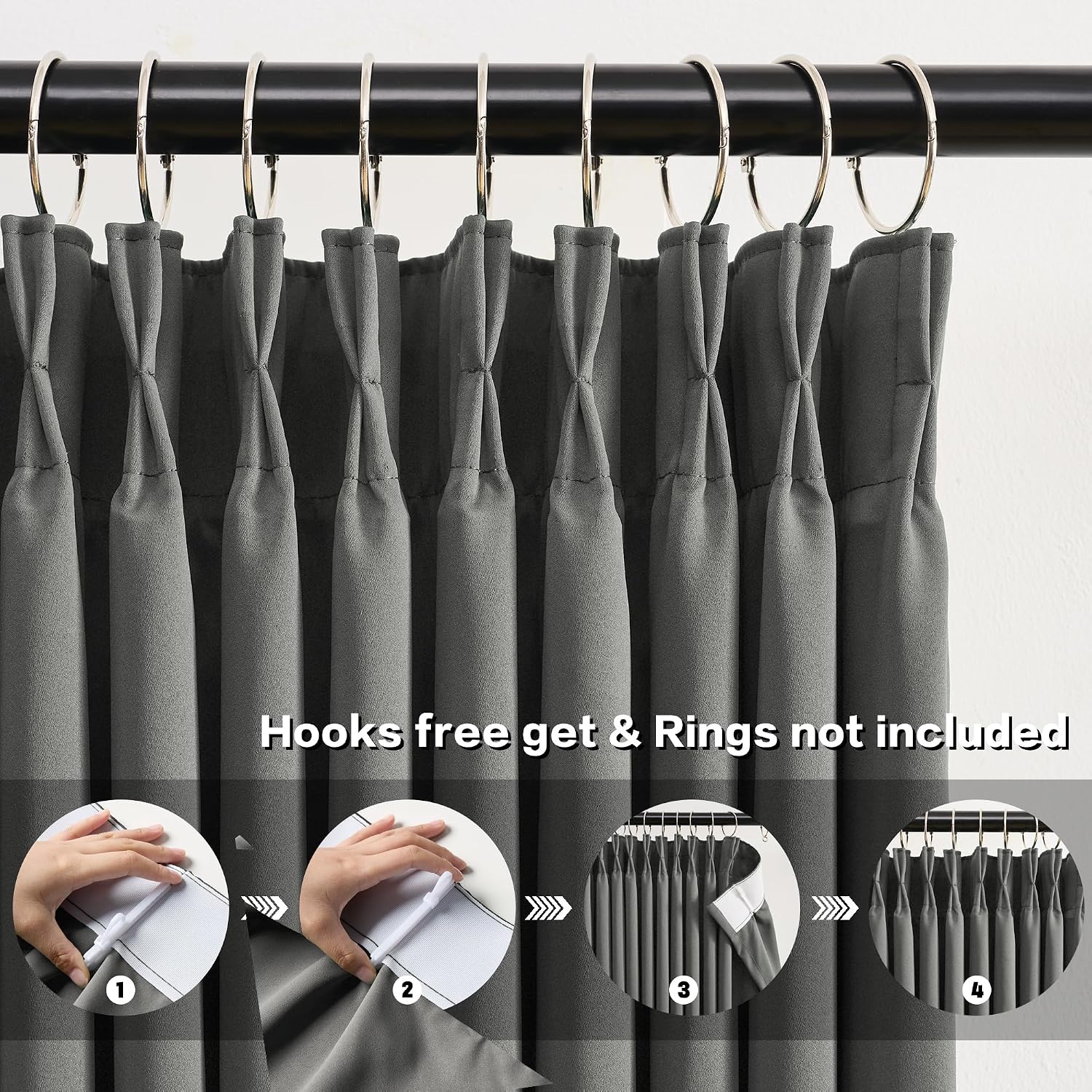Detalle 2 de KEQIAOSUOCAI Blackout Curtains 90-Inch