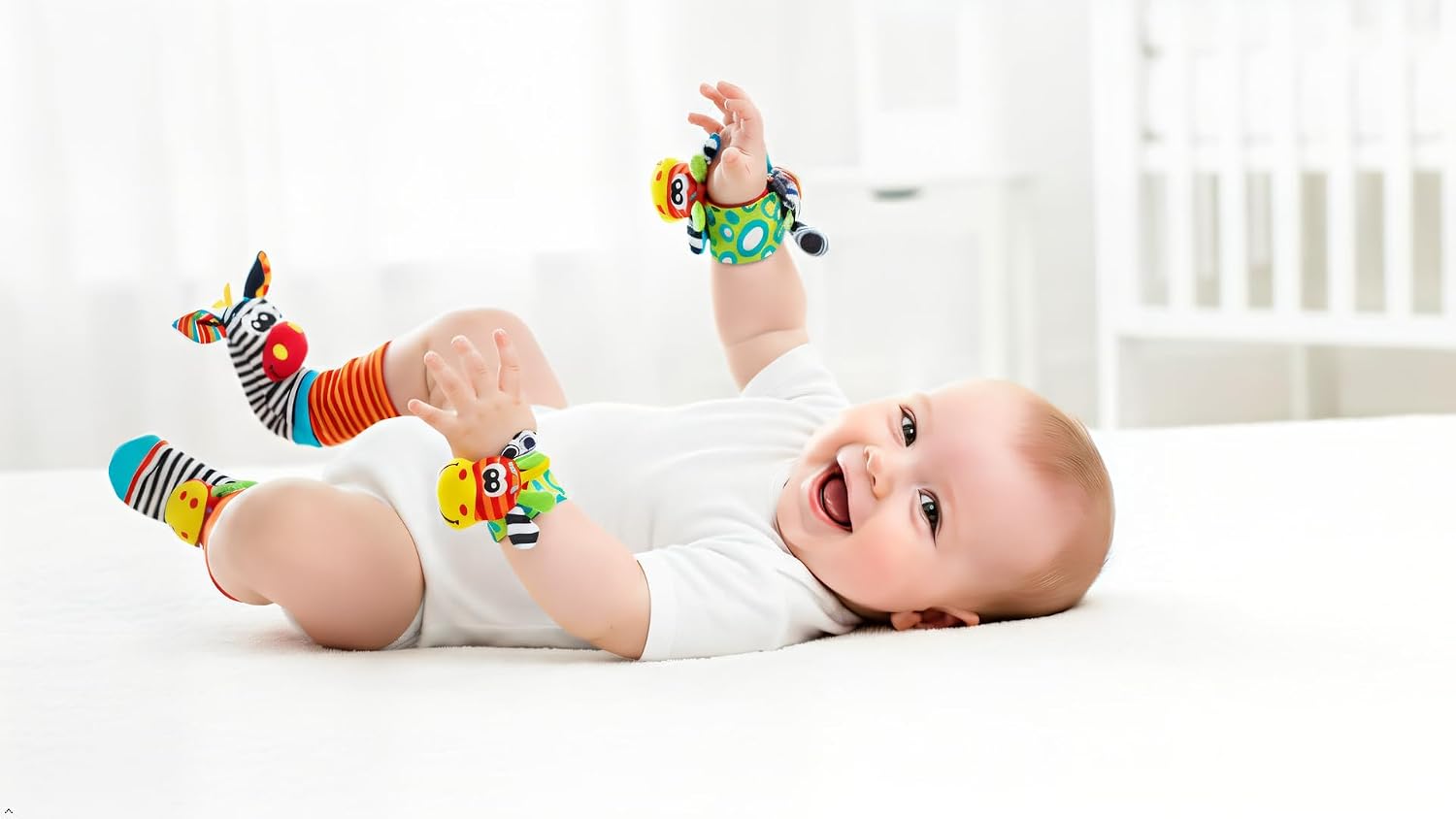 Thumbnail 1 de Sonaglini Sensoriali Montessori LUDAZON: Calzini e Polsini Sonori per Neonato 0–12 mesi