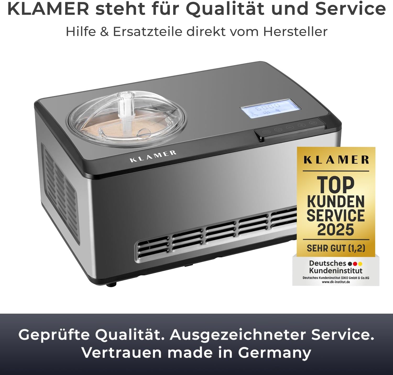 Thumbnail 1 de KLAMER 2-in-1 Eismaschine & Joghurtbereiter 2 L (180 W) aus Edelstahl mit Kühl- und Heizfunktion