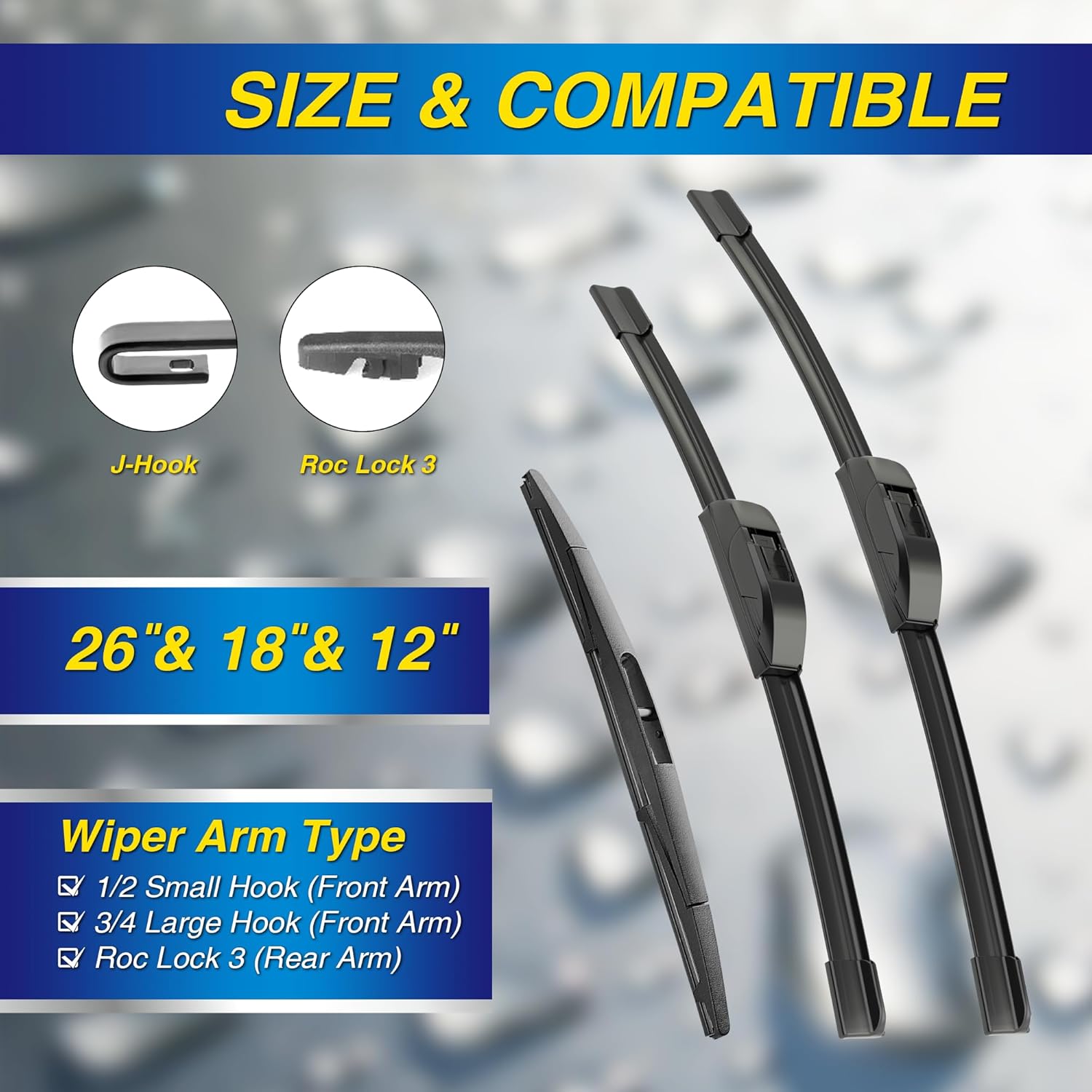 Thumbnail 1 de 5 PLUS Silicone Windshield Wipers Replacement (Set of 3) for Nissan Murano / Acura RDX / Mitsubishi Outlander