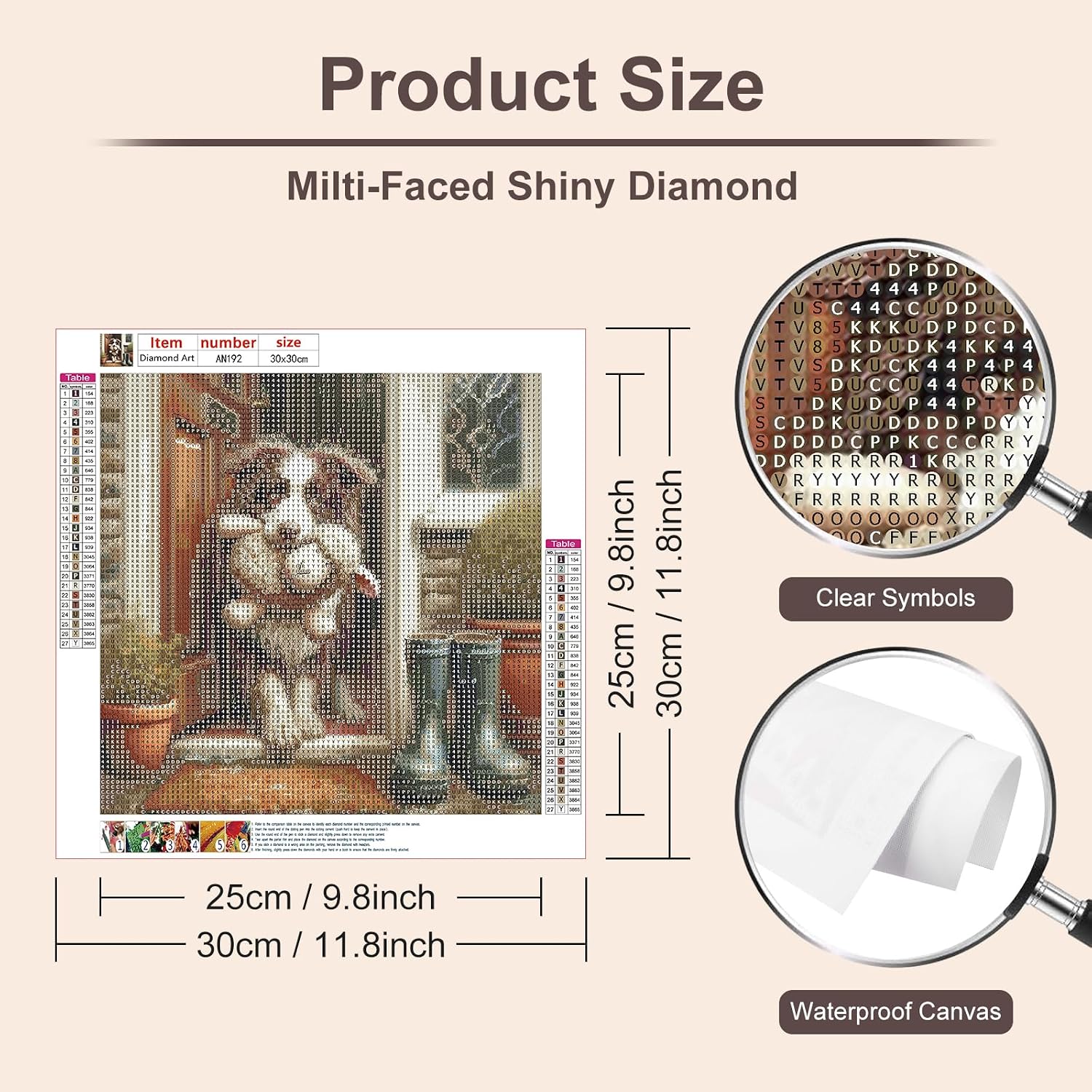Detalle de Anuver Dog Diamond Painting Kit, 12 x 12 Inch