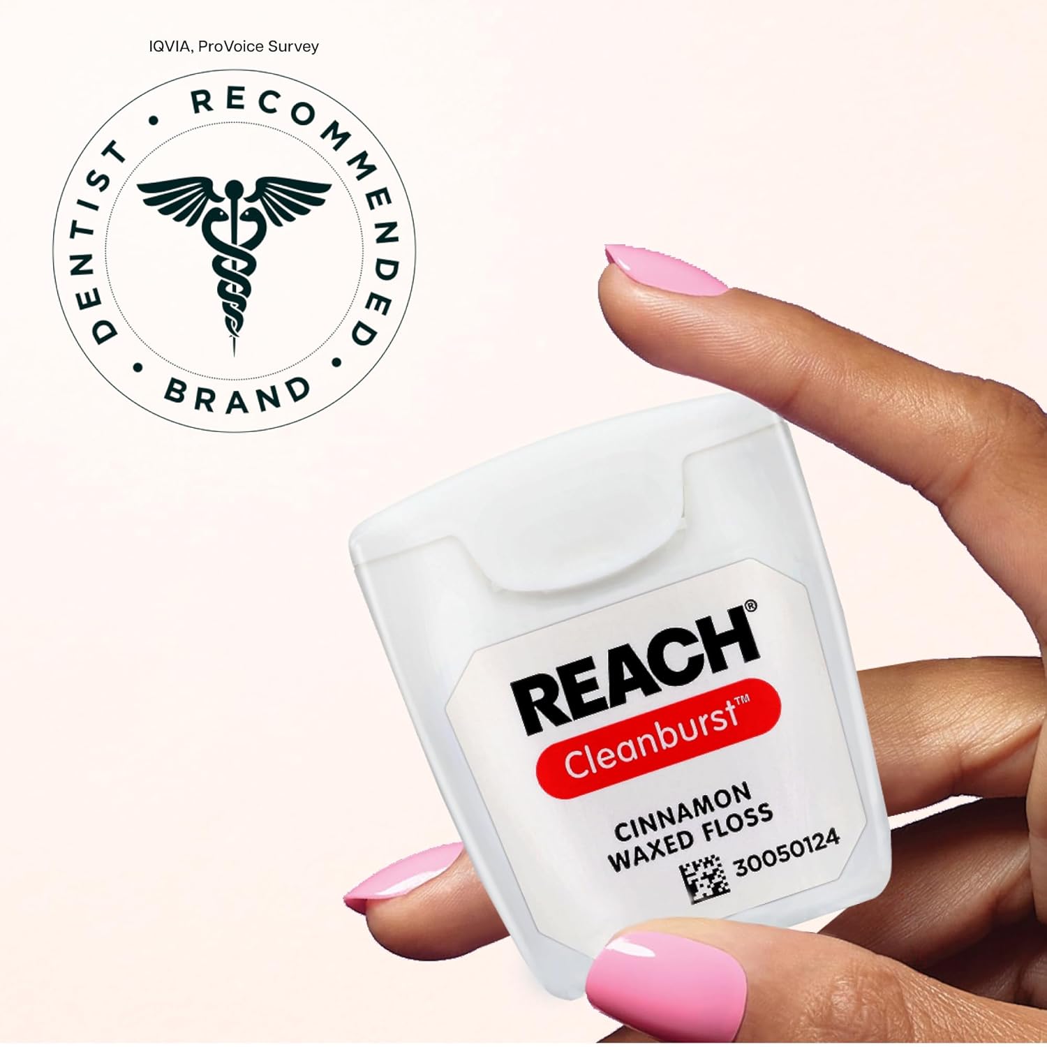 Detalle de REACH Waxed Dental Floss (Cinnamon) — Shred-Resistant Plaque Remover, 55 yd per pack (6 Pack)