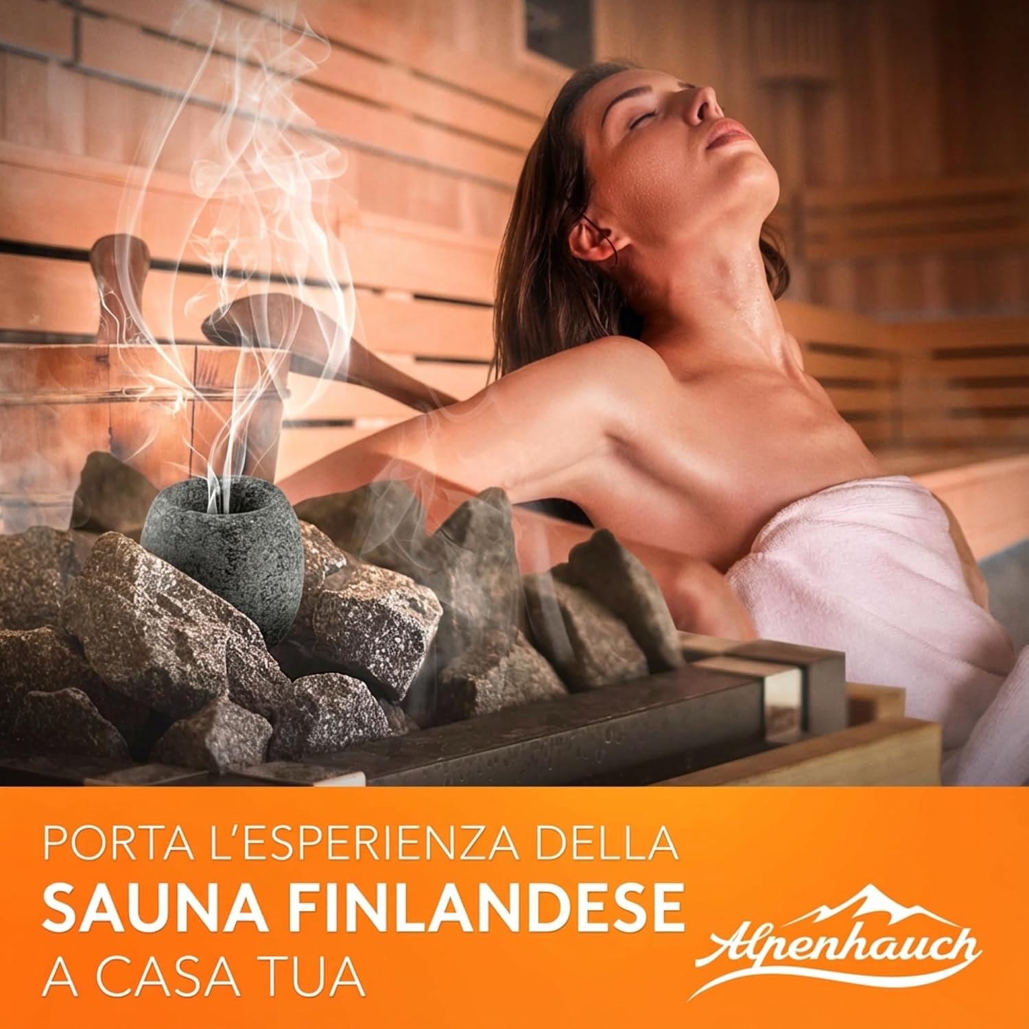 Detalle de ALPENHAUCH Uovo per Sauna in Pietra Ollare 5x5 cm: profumo intenso e sicurezza