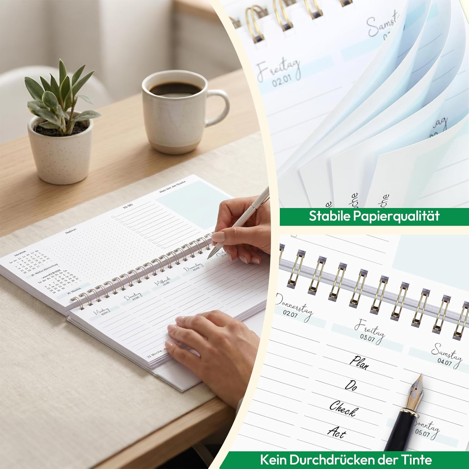 Thumbnail 6 de KONVINIT Wochen-Tischkalender 2026 – Stehkalender im Querformat, 2 Seiten pro Woche