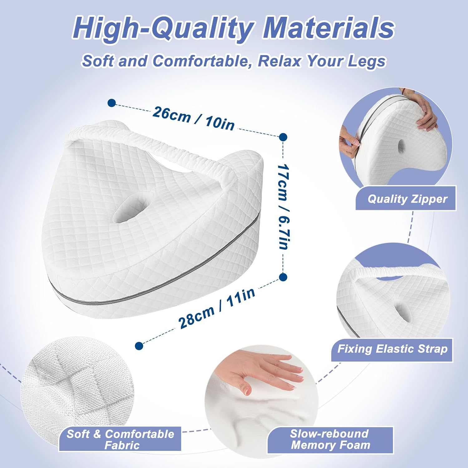 Detalle 2 de LITSPOT Oreiller de jambe et genou ergonomique en mousse à mémoire de forme (blanc)