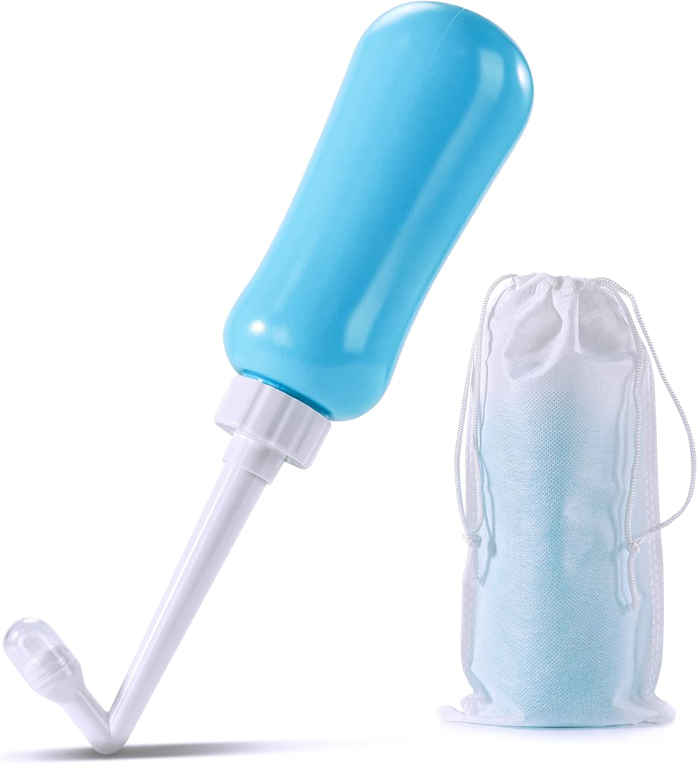 Detalle de FOOFOO 450ML-A Portable Bidet Bottle, Blue EVA with Long-Reach Nozzle