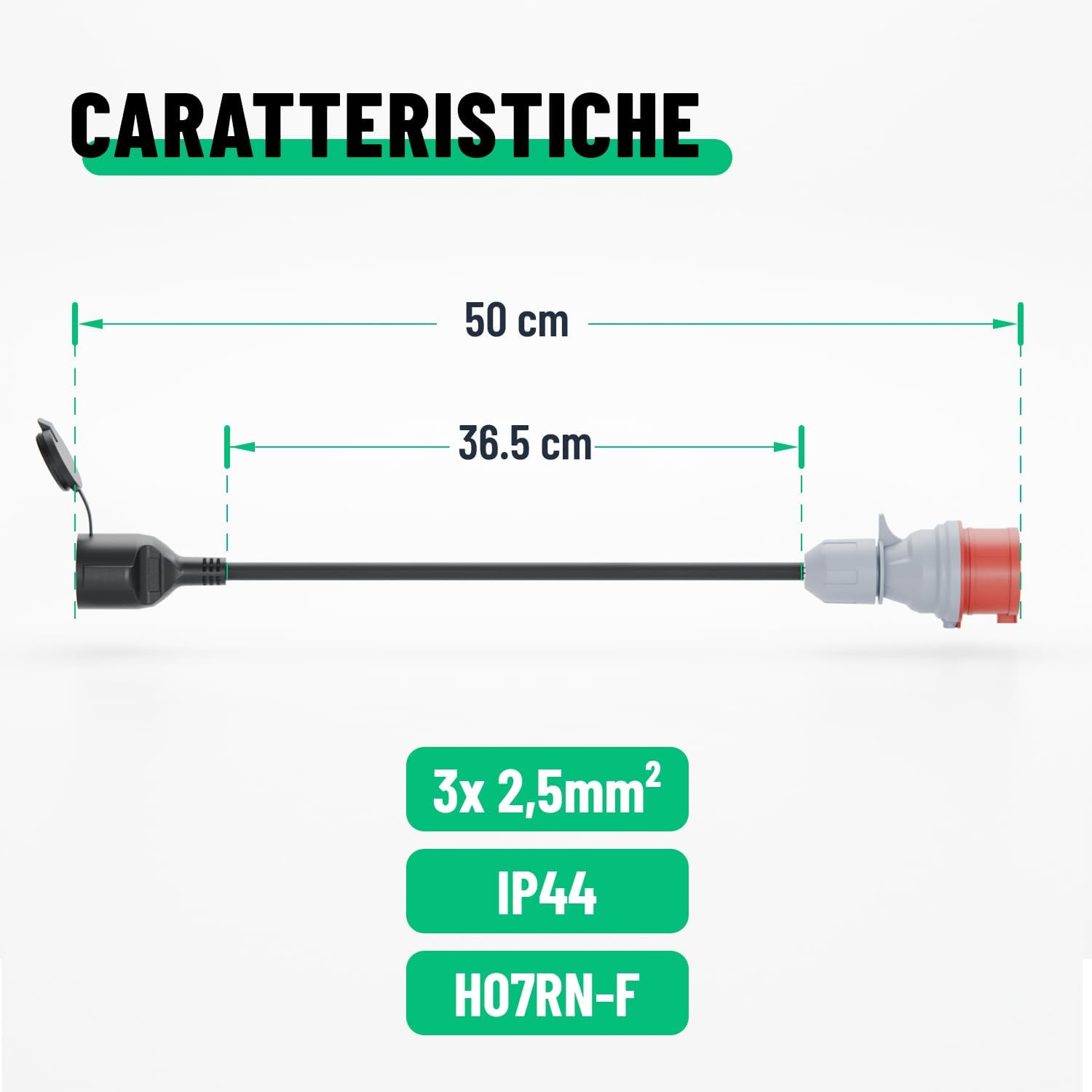 Thumbnail 4 de Greate Adattatore CEE 16A a presa Schuko da 400V a 230V, cavo 50 cm, IP44
