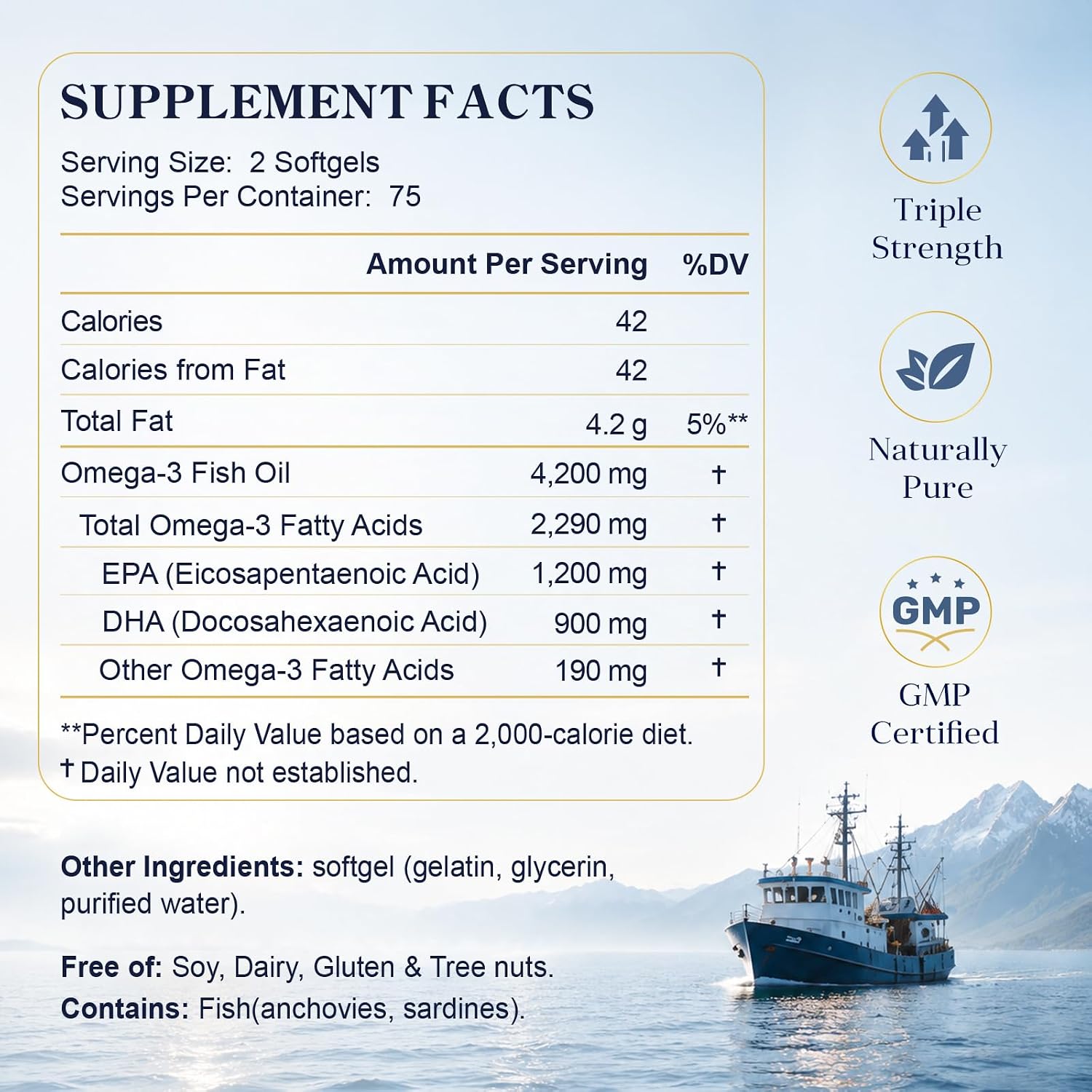 Detalle 1 de Wild-Caught Omega-3 Fish Oil Mini Softgels, 1,200 mg EPA + 900 mg DHA